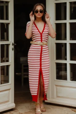 ROBE ÉVY RAYÉ ROUGE