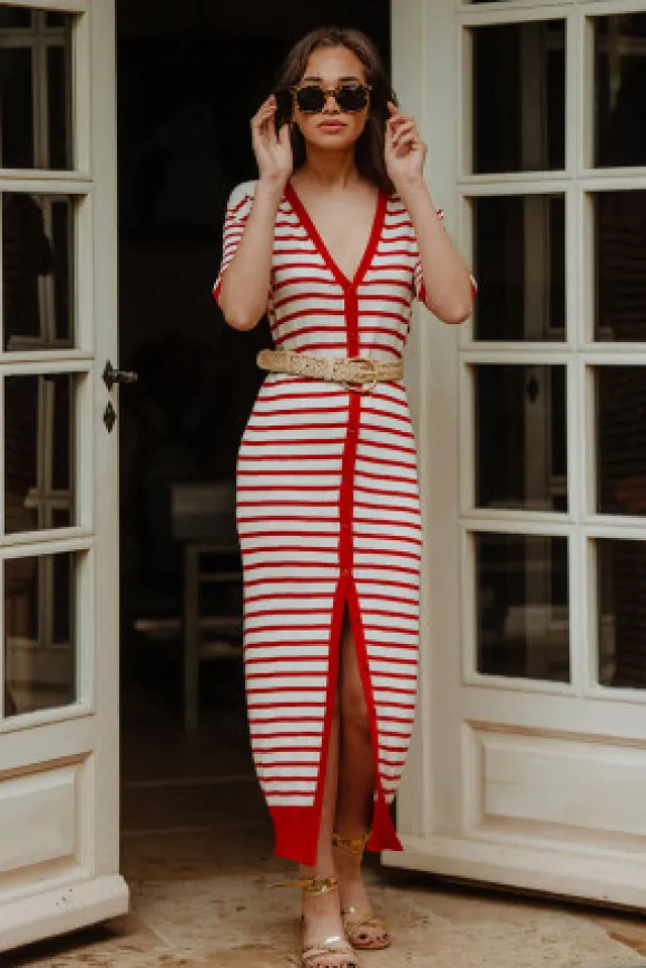 ROBE ÉVY RAYÉ ROUGE