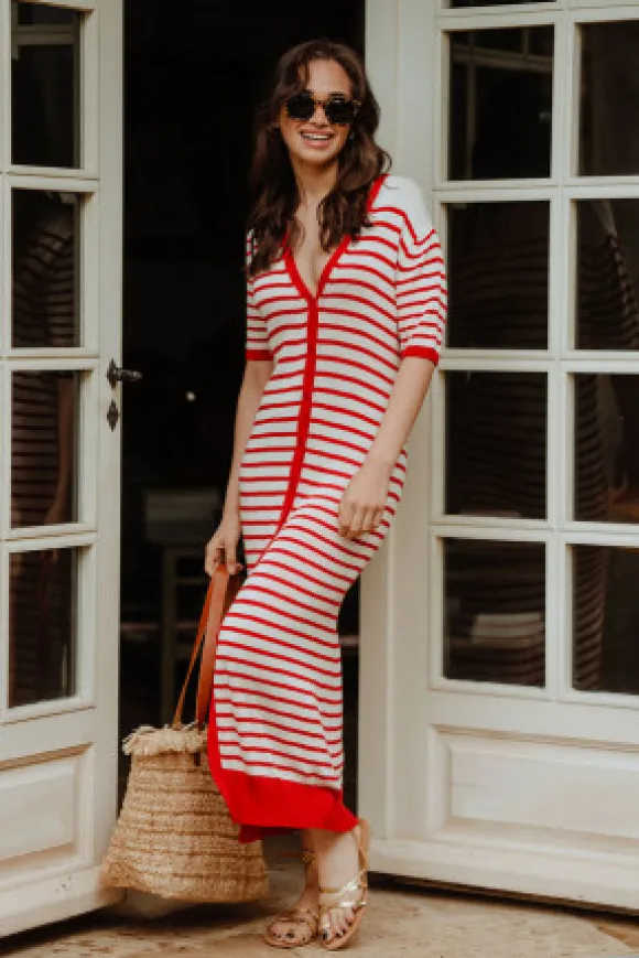 ROBE ÉVY RAYÉ ROUGE