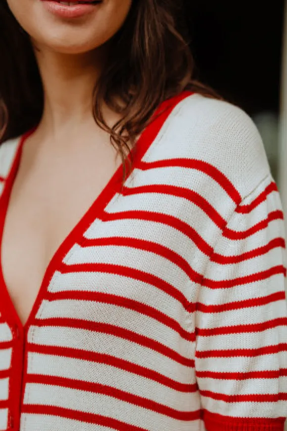 ROBE ÉVY RAYÉ ROUGE