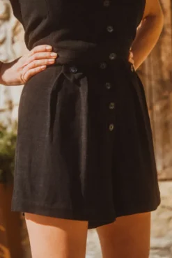 SHORT FRANCESCO LIN VISCOSE NOIR
