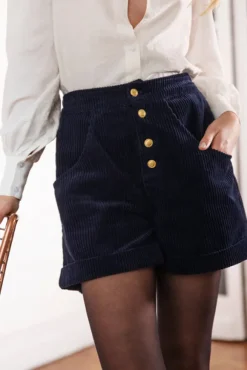 SHORT GABIN VELOURS MARINE
