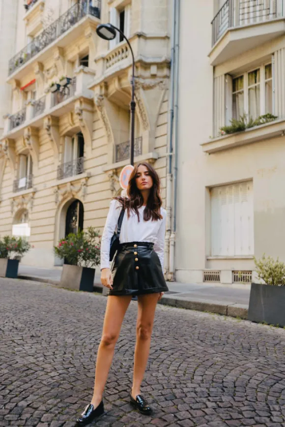 SHORT GUILLAUME SIMILI CUIR NOIR