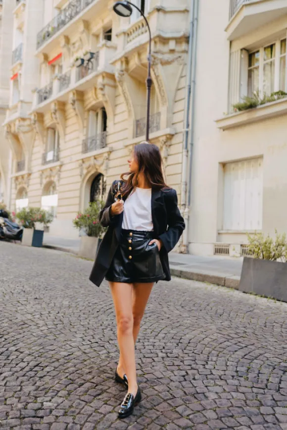 SHORT GUILLAUME SIMILI CUIR NOIR