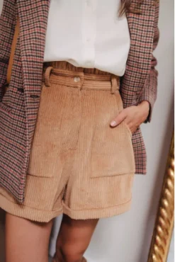 SHORT JONAS VELOURS BRUN