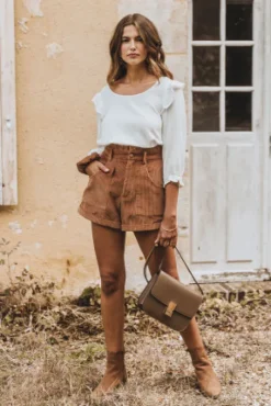 SHORT JONAS VELOURS CAMEL