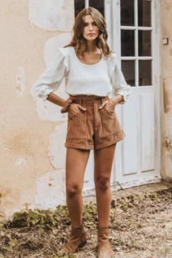 SHORT JONAS VELOURS CAMEL