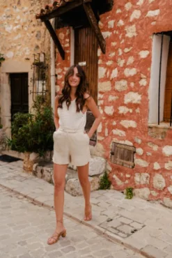 SHORT LÉO LIN VISCOSE BEIGE