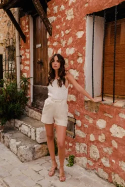 SHORT LÉO LIN VISCOSE BEIGE