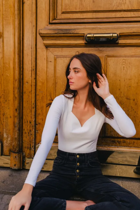 TOP BLEUET BLANC