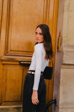 TOP BLEUET BLANC