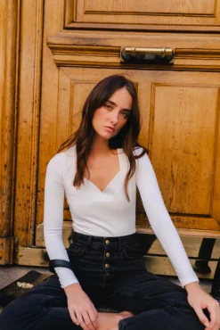 TOP BLEUET BLANC