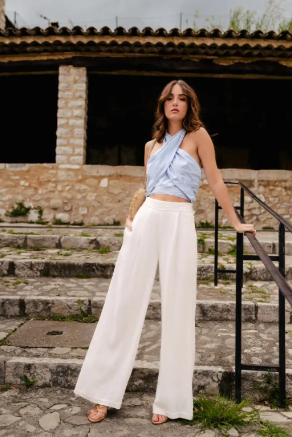 TOP PABLO FAUX UNIS AZUR