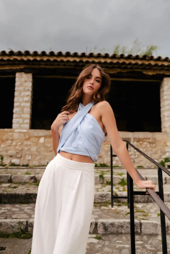 TOP PABLO FAUX UNIS AZUR