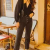 TOP QUITERIE LIN VISCOSE NOIR
