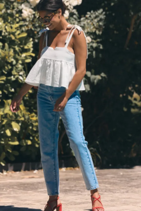 TOP RIVIERA LIN BLANC