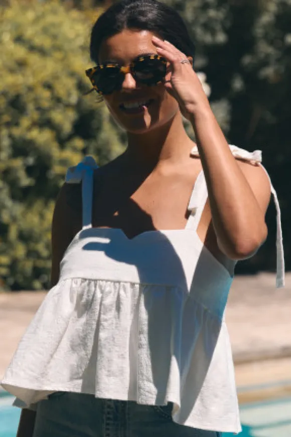 TOP RIVIERA LIN BLANC