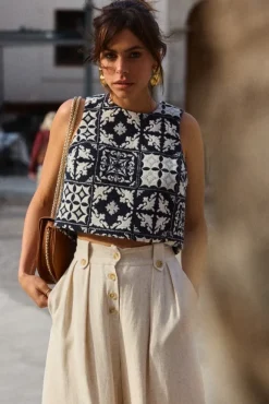 TOP TONIO JACQUARD MOSAÏQUE