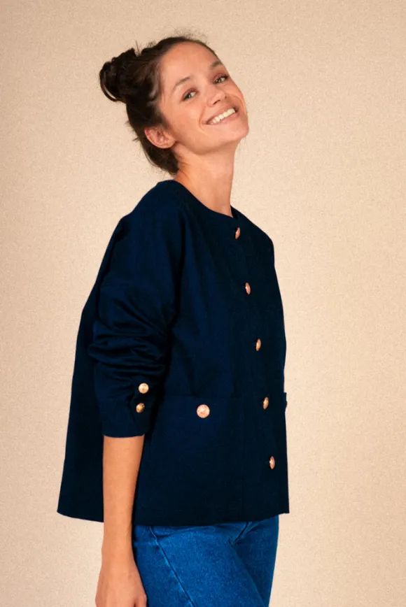 VESTE CHARONNE GABARDINE MARINE