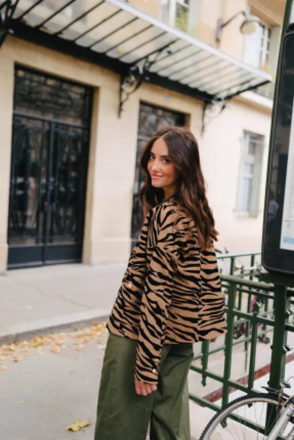 VESTE CHARONNE VELOUR ZEBRE
