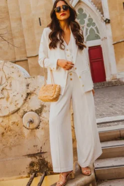 VESTE FRANCKY LIN VISCOSE BLANC