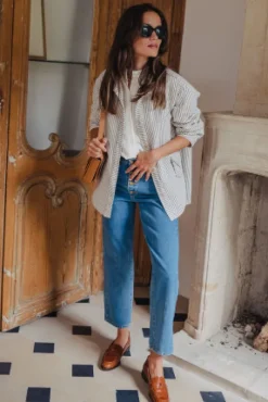 VESTE GINA RAYURES JEAN