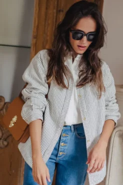 VESTE GINA RAYURES JEAN