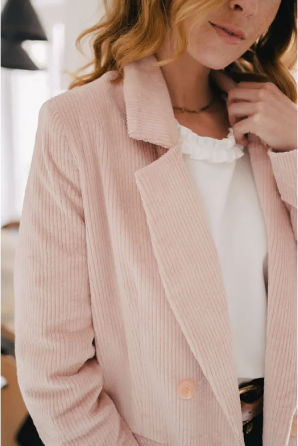 VESTE PADMÉ VELOURS ROSE