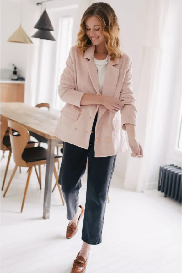 VESTE PADMÉ VELOURS ROSE