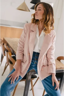 VESTE PADMÉ VELOURS ROSE