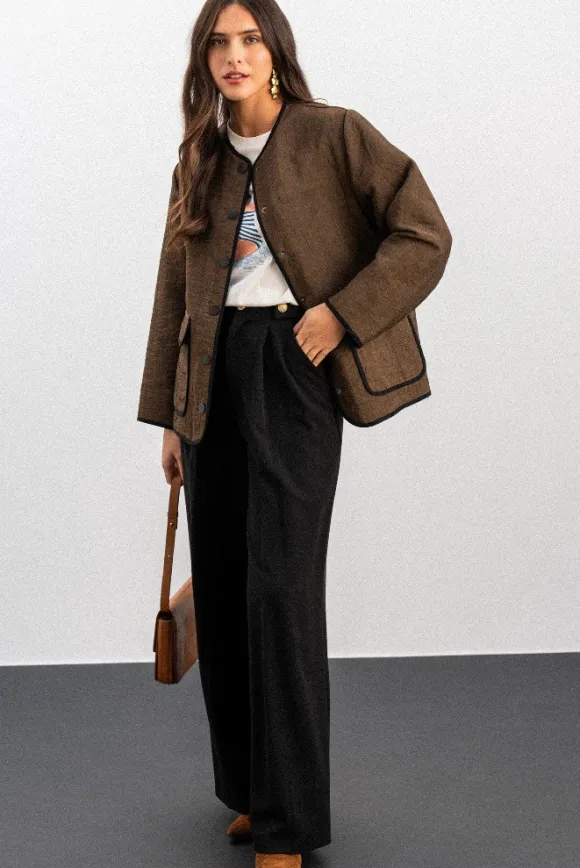 VESTE VAKOO JACQUARD MARRON