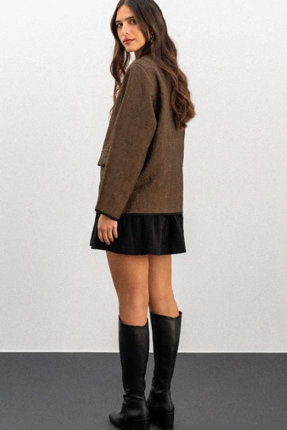 VESTE VAKOO JACQUARD MARRON